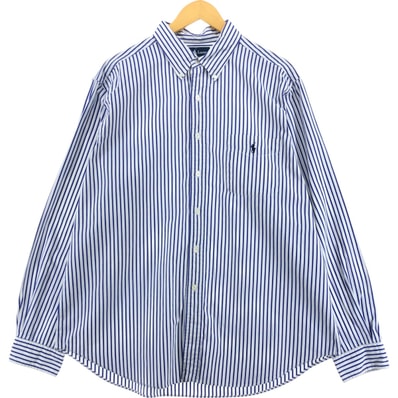 古着 ラルフローレン Ralph Lauren CLASSIC FIT 長袖 ボタンダウンストライプシャツ メンズXL相当/eaa512369