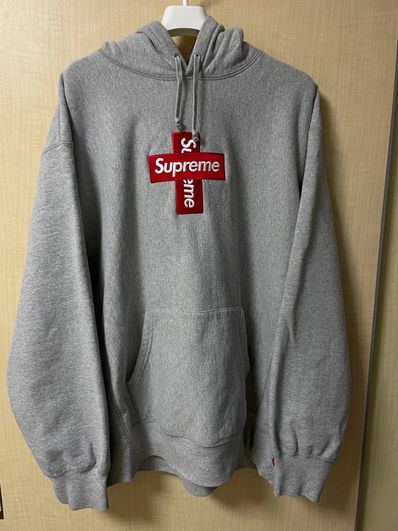 Supreme Cross Box Logo Hooded Sweatshirt "Grey"