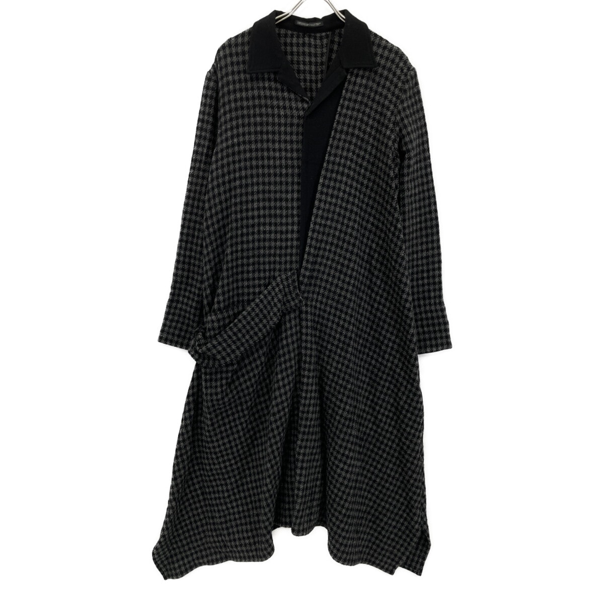 ヨウジヤマモト 【collections】24AW FO-D63-114 グレー SMALL HOUNDSTOOTH R DRAPE DETAIL SHIRT DRESS 2
