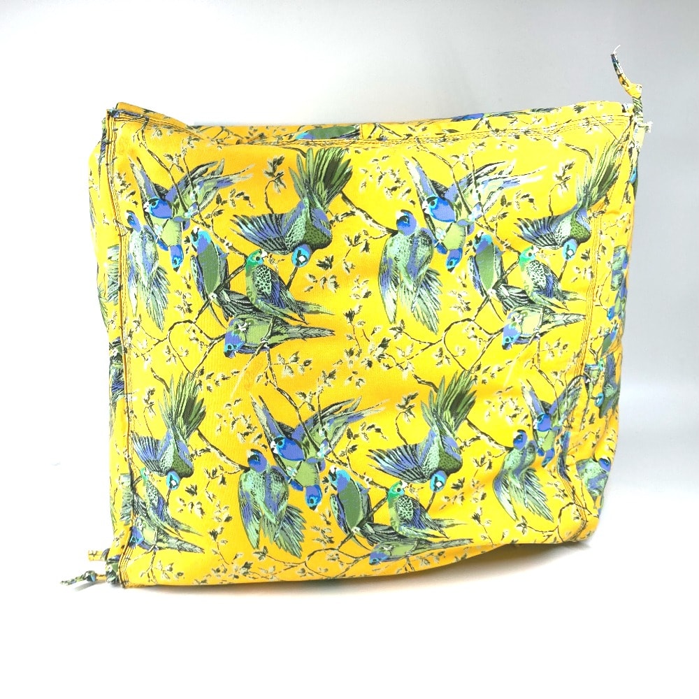 ロエベ LOEWE 鳥 総柄 非売品 室内装飾 ビック BIG Paula's Ibiza パウラズ イビサ ピロー 枕 インテリア ノベルティ クッション キャンバス イエロー