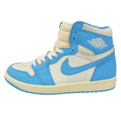 NIKE AIR JORDAN 25SS DZ5485-402 Air Jordan 1 Retro High OG UNC Reimagined AJ1 スニーカー ホワイト系 ライトブルー系 27.5cm【極上美品】【中古】