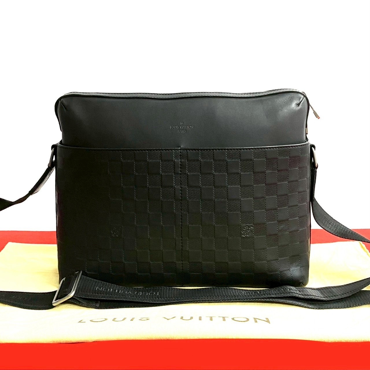 LOUIS VUITTON ルイヴィトン カリプソ MM ダミエ アンフィニ レザー ショルダーバッグ ブラック
506-7