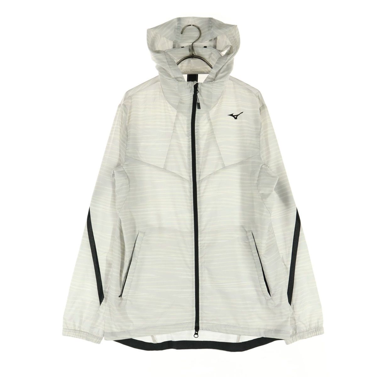 Mizuno ミズノ 総柄 長袖 ジップパーカー M ホワイト系
