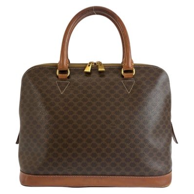 セリーヌ マカダム ハンドバッグ ブラウン PVC レザー レディース CELINE 中古
