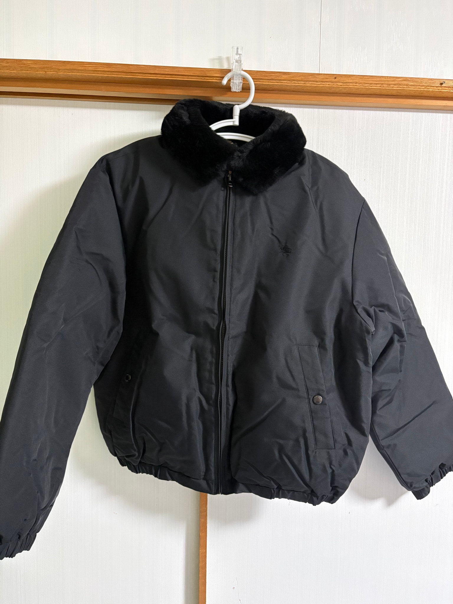 Supreme x Burberry Shearling Collar Down Puffer Jacket "Black"