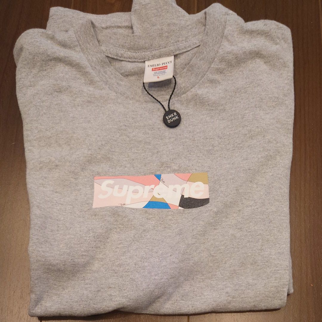 Supreme / Emilio Pucci® Box Logo Tee "Grey/Pink"