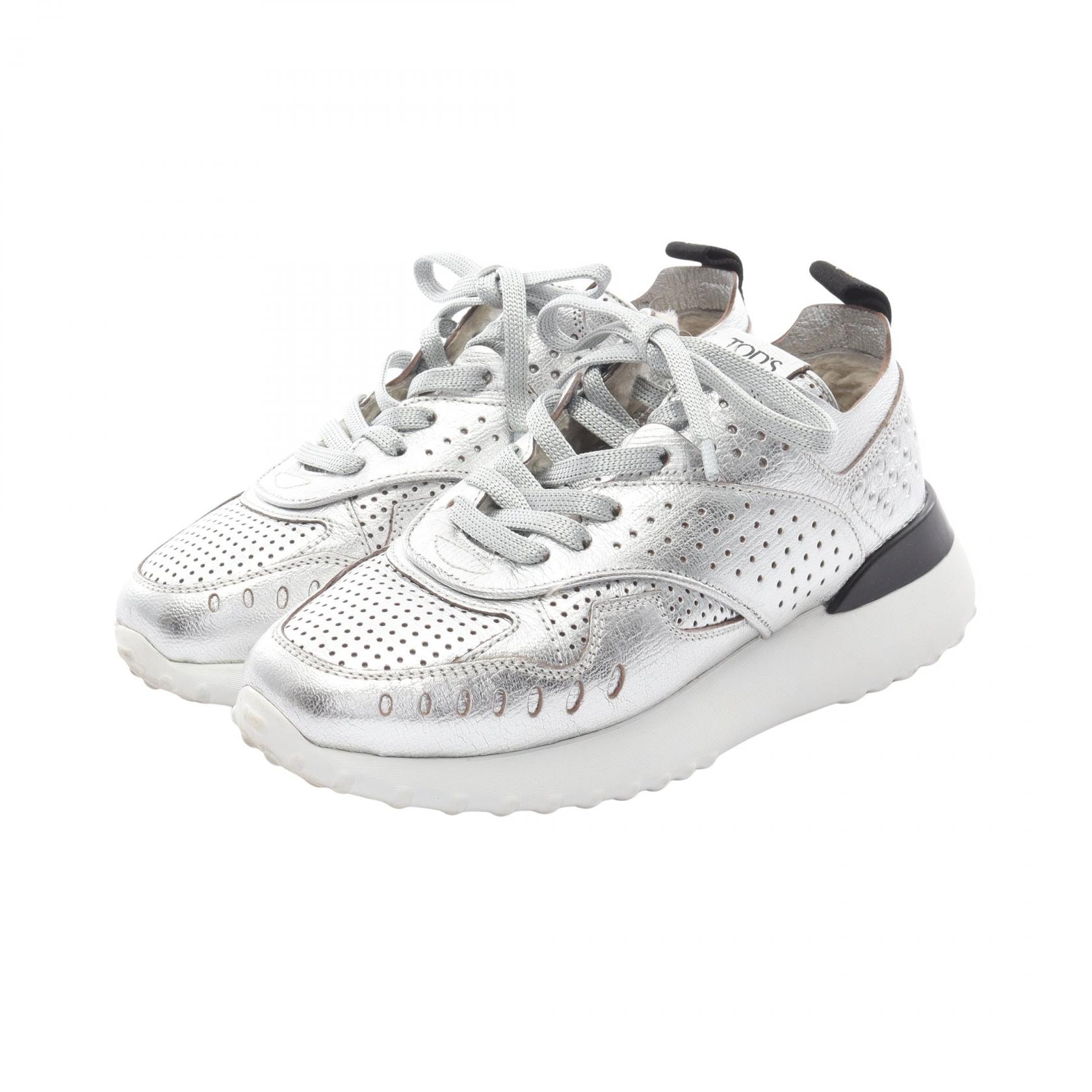 トッズ TOD'S スニーカー 靴 レザー レディース シルバー系 / ブラック系 【中古】