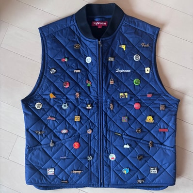 Supreme Pins Quilted Work Vest "Navy"