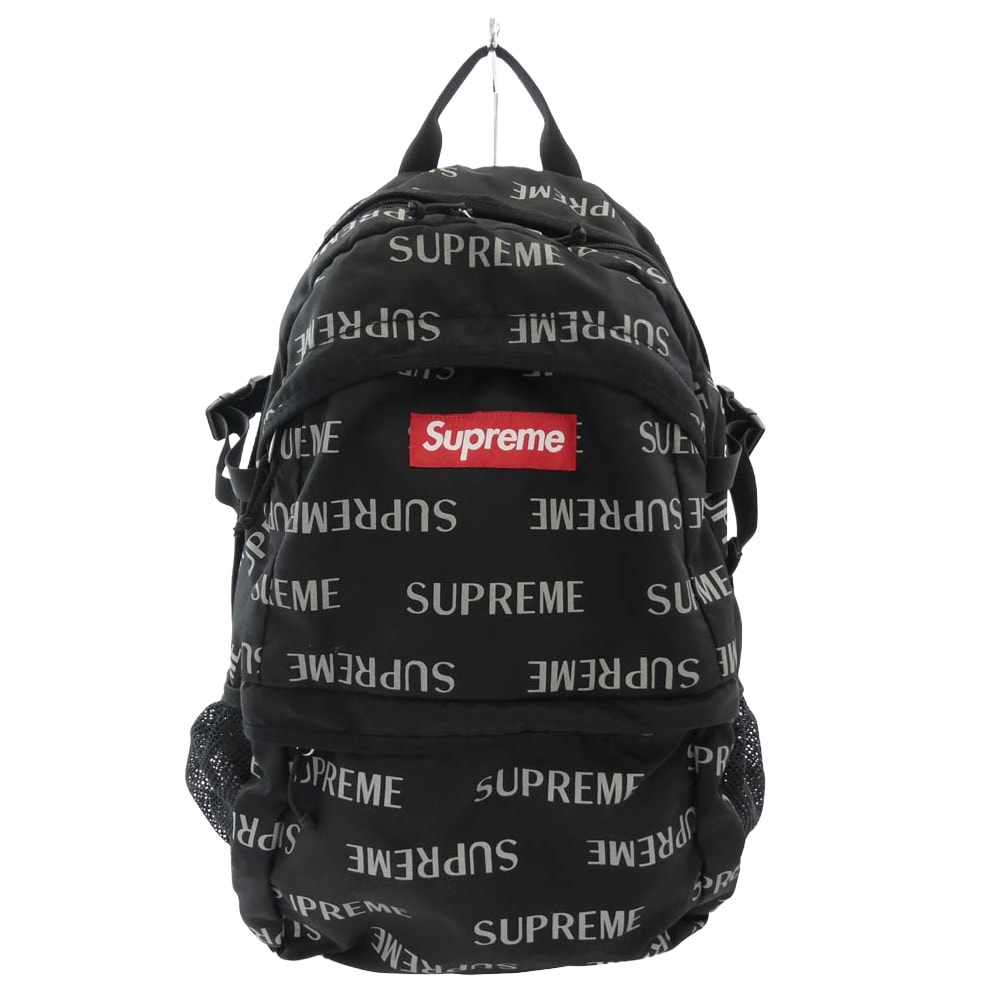 Supreme シュプリーム バックパック 16AW 3M Reflective Repeat Backpack リフレクティブ リピート バックパック リュックサック ブラック系【中古】