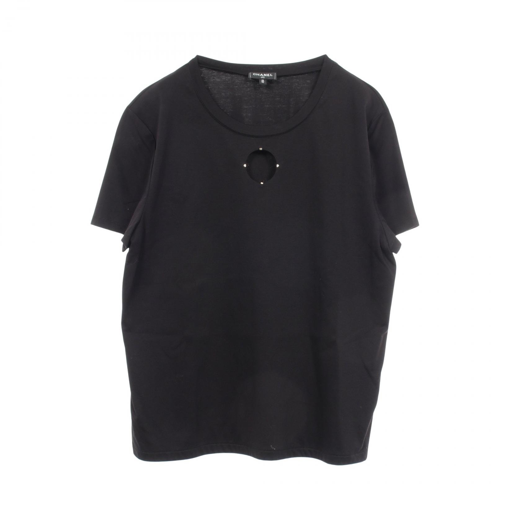 シャネル CHANEL クルーネック 半袖Tシャツ 衣料品 トップス コットン レディース ブラック系 P64269K60251 【中古】