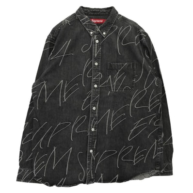 Supreme シュプリーム その他トップス 23AW Handwriting Jacquard Denim Shirt ハンドライティング ジャガード 長袖 デニム シャツ ブラック系 L【中古】