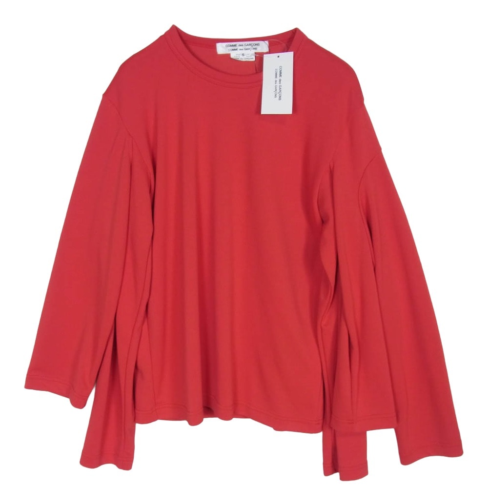 COMME des GARCONS コムデギャルソン カットソー 25SS RO-T023-051 コムデギャルソンコムデギャルソン コムコム 四本袖 クルーネック ジャージー 長袖 Tシャツ カットソー レッド系 S【極上美品】【中古】