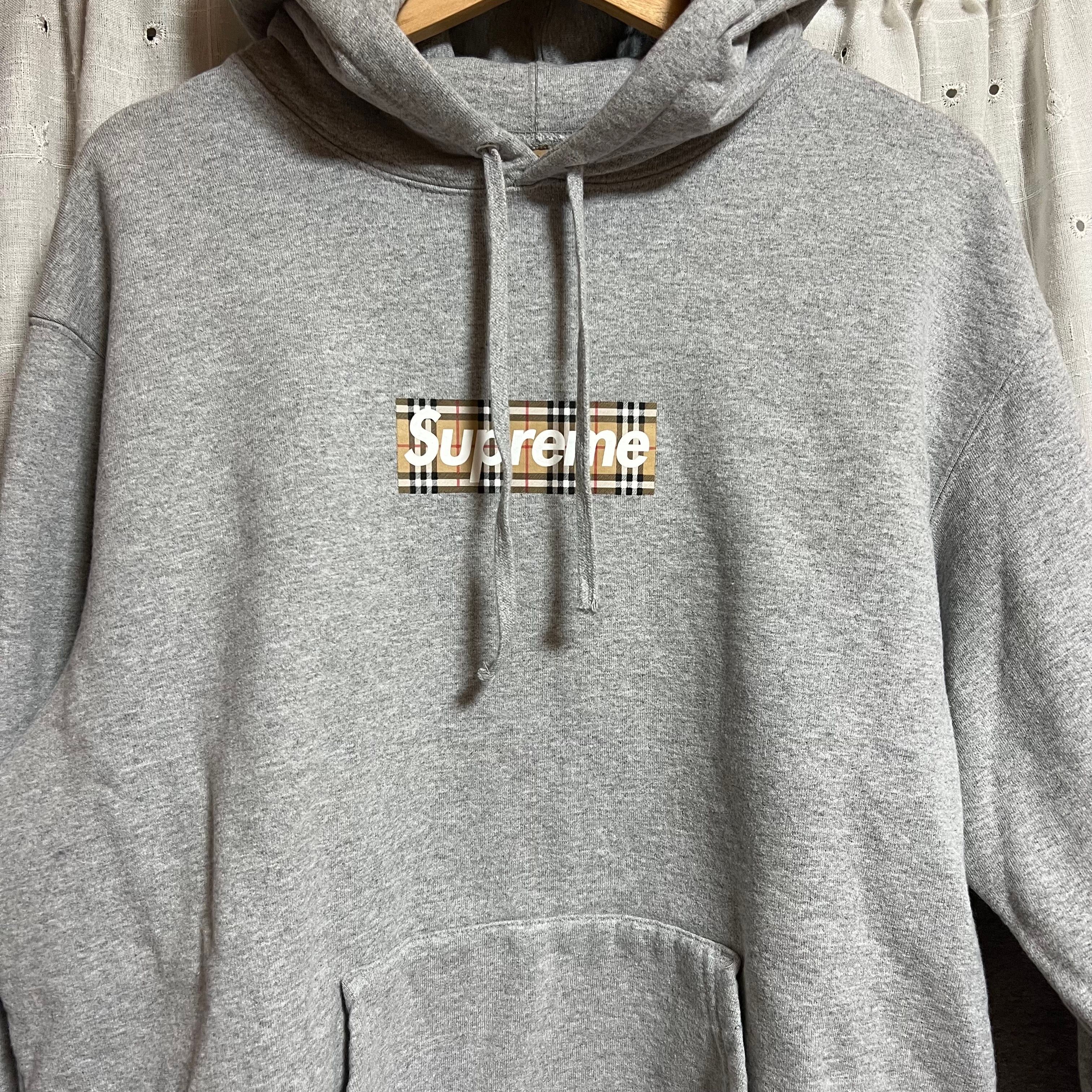 Supreme / Burberry Box Logo Hooded Sweatshirt "Heather Grey"
