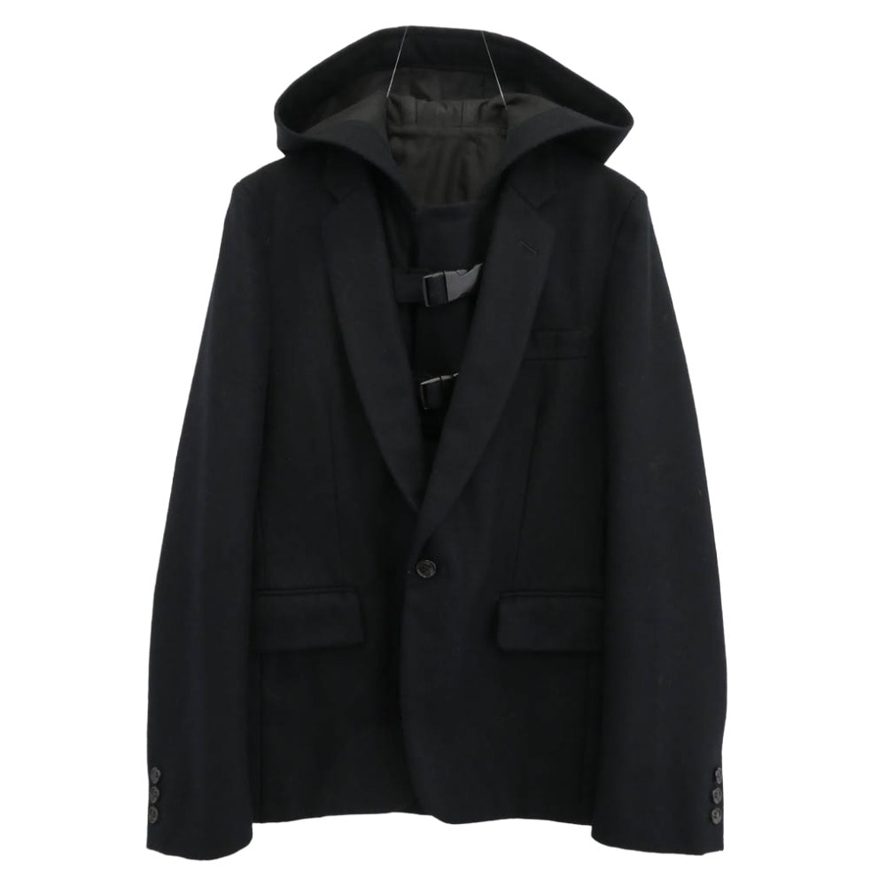 COMME des GARCONS HOMME PLUS 10AW PF-J076 Protection プロテクション期 wool hoodie tailored jacket ウールカシミヤ フーデッド テーラードジャケット ブラック系 XS【中古】