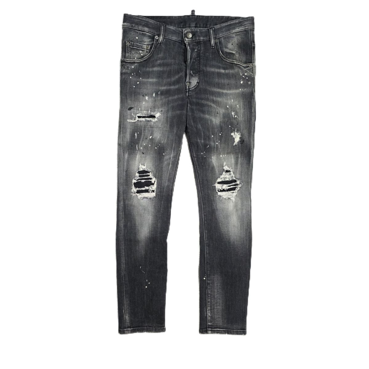 DSQUARED2 ディースクエアード ダメージ加工 スケータージーンズ ボタンフライ デニムパンツ S74LB0809 コットン ブラック  レディース【中古】