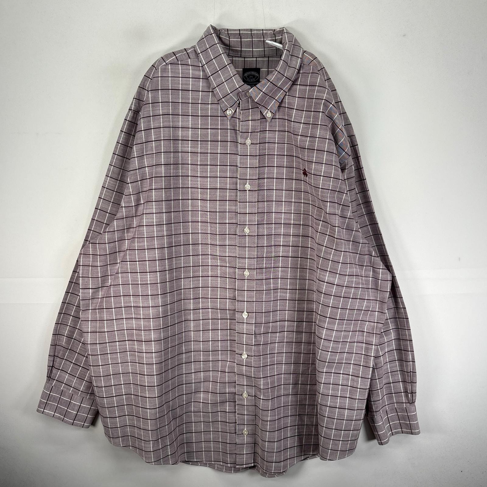 古着 ブルックスブラザーズ Brooks Brothers 長袖シャツ ボタンダウン ワンポイント 2XL レッド系 チェック メンズ