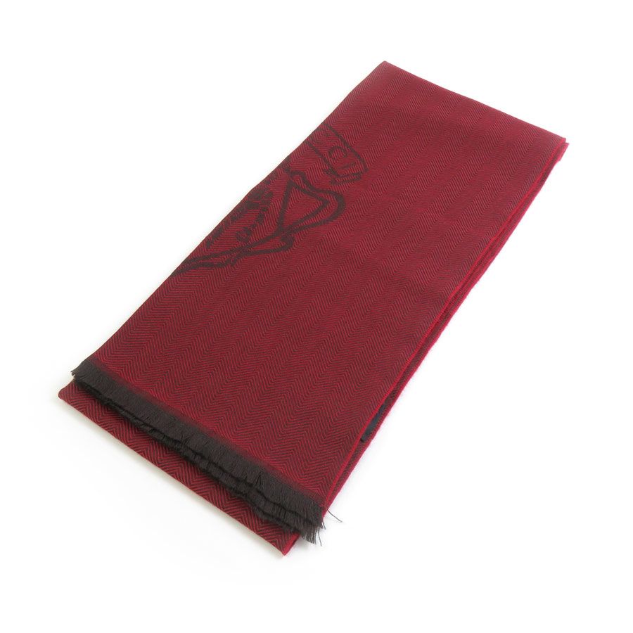 グッチ GUCCI マフラー ストール ウール ダークレッド ユニセックス【中古】 e60680a