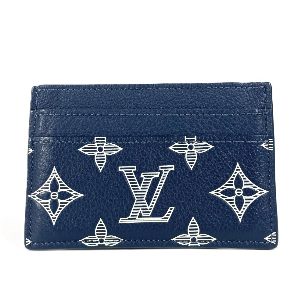ルイヴィトン LOUIS VUITTON ポルト カルト・ダブル M83700  モノグラムシャドウ 名刺入れ パスケース カードケース モノグラムシャドウレザー ブルーマリーヌ ネイビー 美品