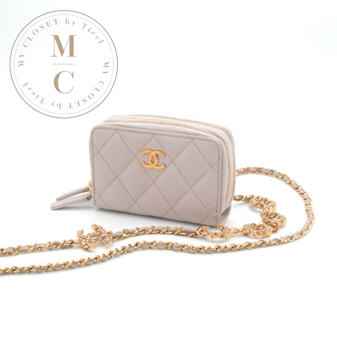 シャネル CHANEL 財布 二つ折り財布 ミニ財布 ミニウォレット ピンク ゴールド ココマーク ミニマトラッセ ロゴ チェーンウォレット