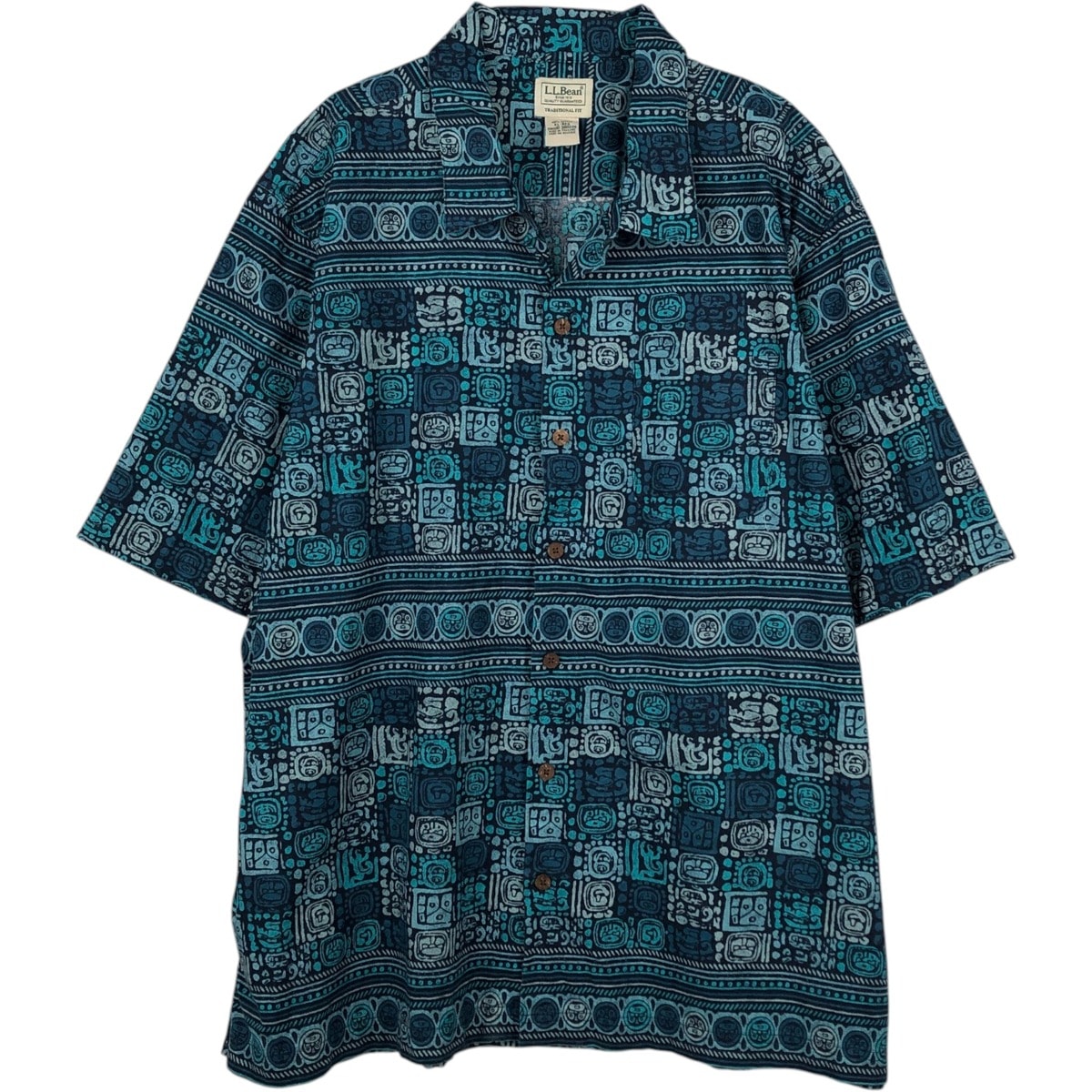 古着 90~00年代 エルエルビーン L.L.Bean 総柄 半袖 オープンカラー コットンシャツ ボックスシャツ メンズXL相当 ヴィンテージ/eaa650743