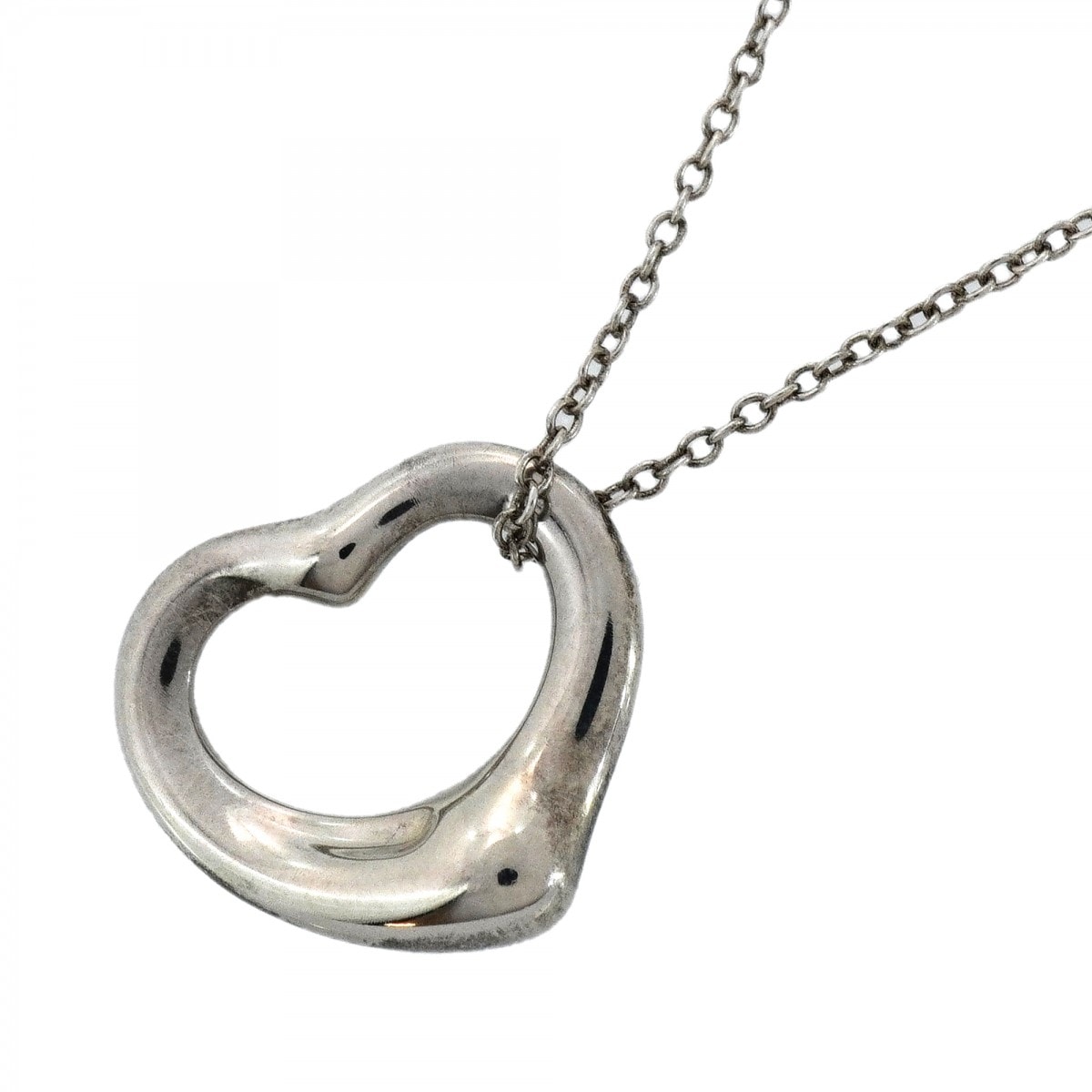 【6jcb0825-k】ティファニー ネックレス オープンハート シルバー925【中古】レディース