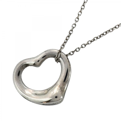 【6jcb0825-k】ティファニー ネックレス オープンハート シルバー925【中古】レディース