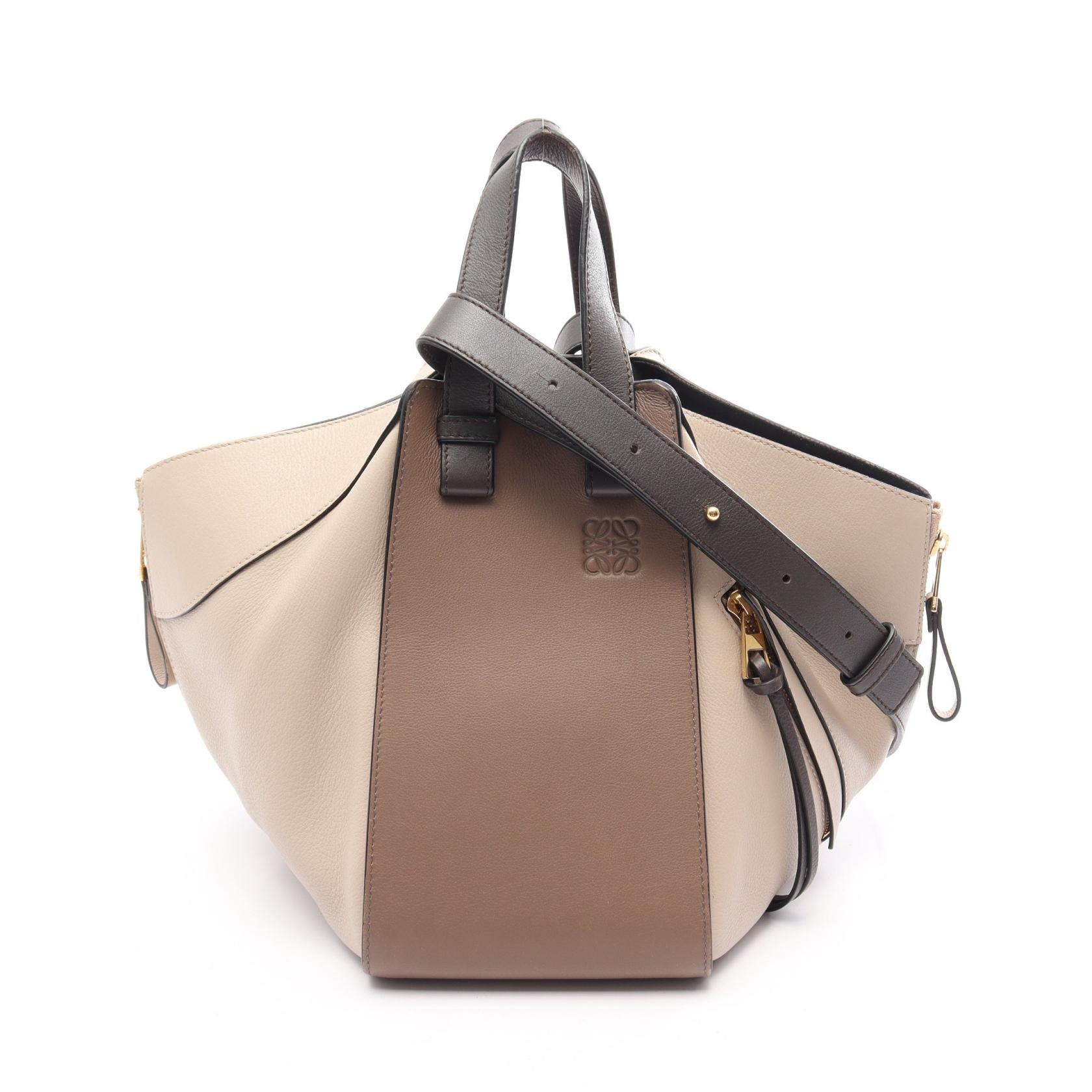 ロエベ LOEWE HAMMOCK SMALL ハンモック スモール 2WAY ハンドバッグ バッグ レザー レディース ベージュ系 / グレー系 / ブラウン系 【中古】