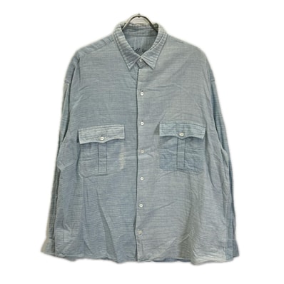 ポータークラシック ライトブルー コットン ROLL UP SHIJIRA STRIPE SHIRT XL