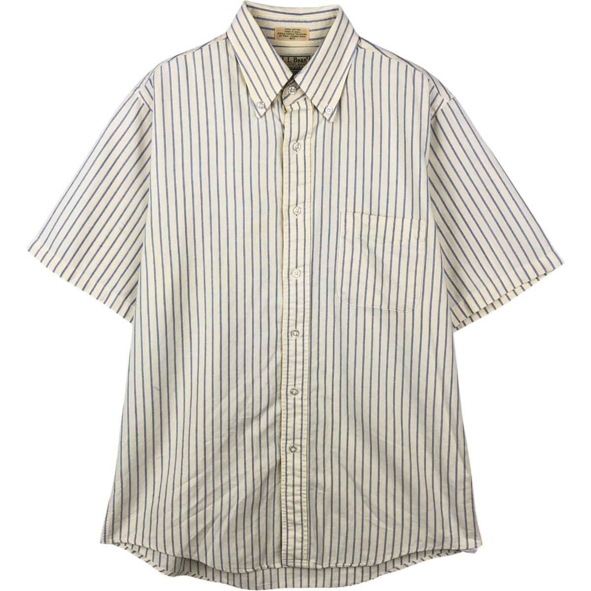 古着 80~90年代 エルエルビーン L.L.Bean 半袖 ボタンダウン ストライプシャツ USA製 メンズM相当 ヴィンテージ/eaa672671