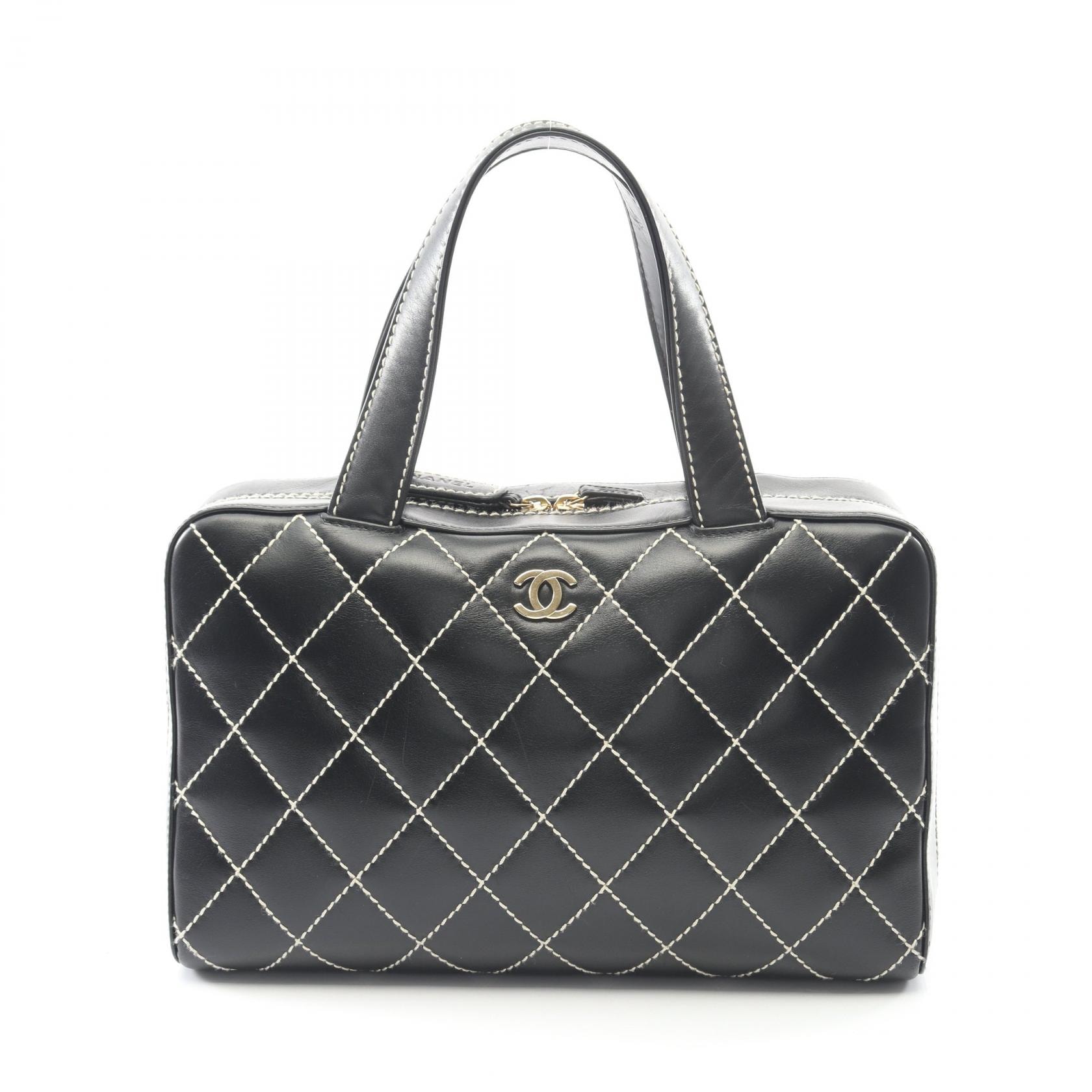 シャネル CHANEL ワイルドステッチ ハンドバッグ バッグ レザー レディース ブラック系 【中古】