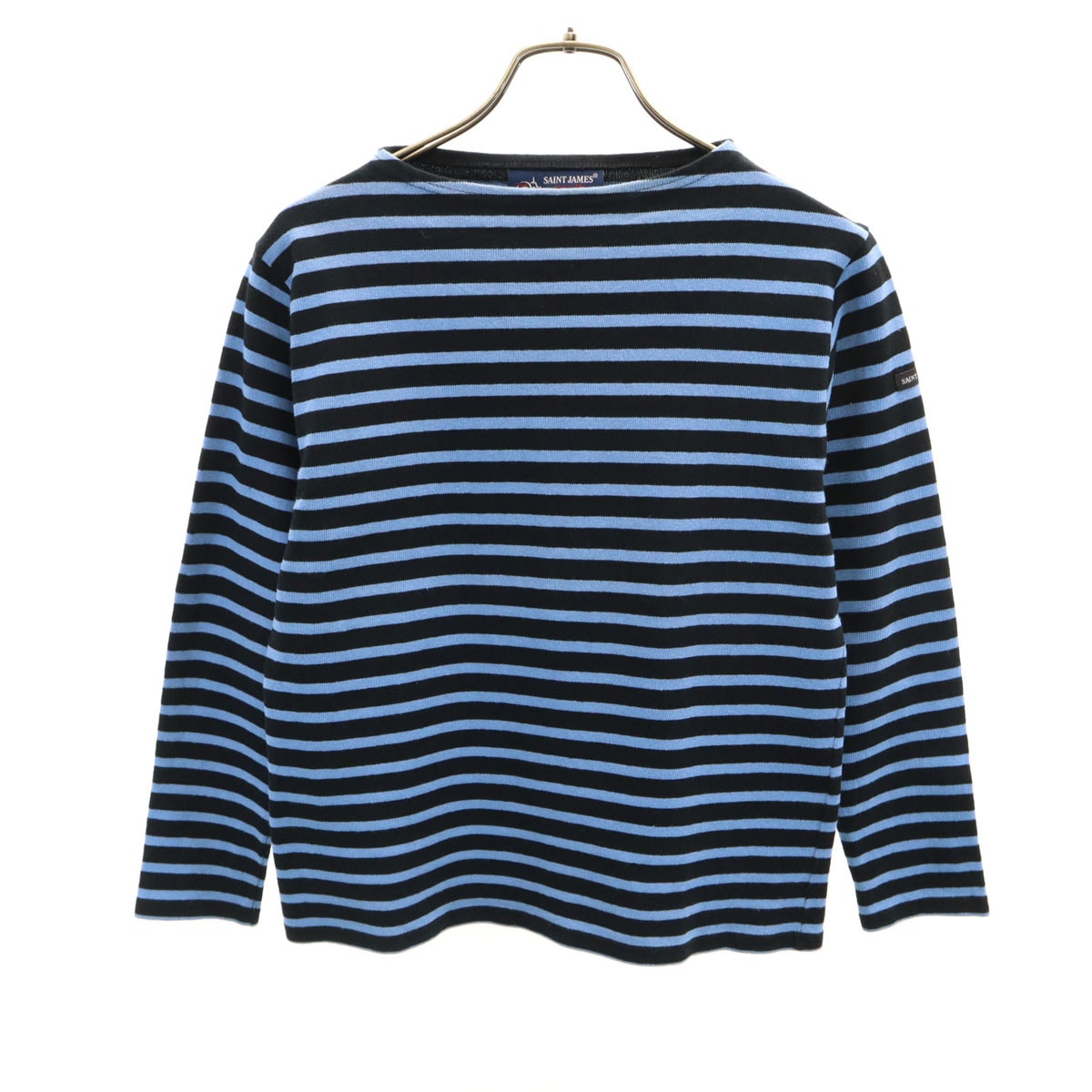 美品 SAINT JAMES セントジェームス フランス製 ボーダー柄 長袖 ボートネック バスクシャツ XXS ブルー