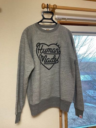 ヒューマン メイド ラグラン クルーネック スウェットシャツ グレー