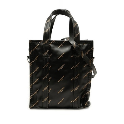 バレンシアガ ロゴ トートバッグ ショルダーバッグ 2WAY ブラック レザー レディース BALENCIAGA 中古