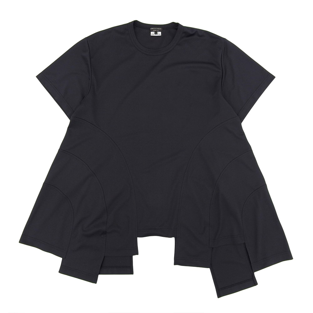 コムデギャルソンオムプリュス 美品 ポリエステル アシメデザイン Tシャツ トップス メンズ 黒 ブラック L PO-T025 25SS L
