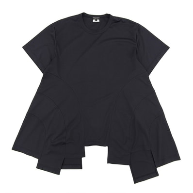 コムデギャルソンオムプリュス 美品 ポリエステル アシメデザイン Tシャツ トップス メンズ 黒 ブラック L PO-T025 25SS L