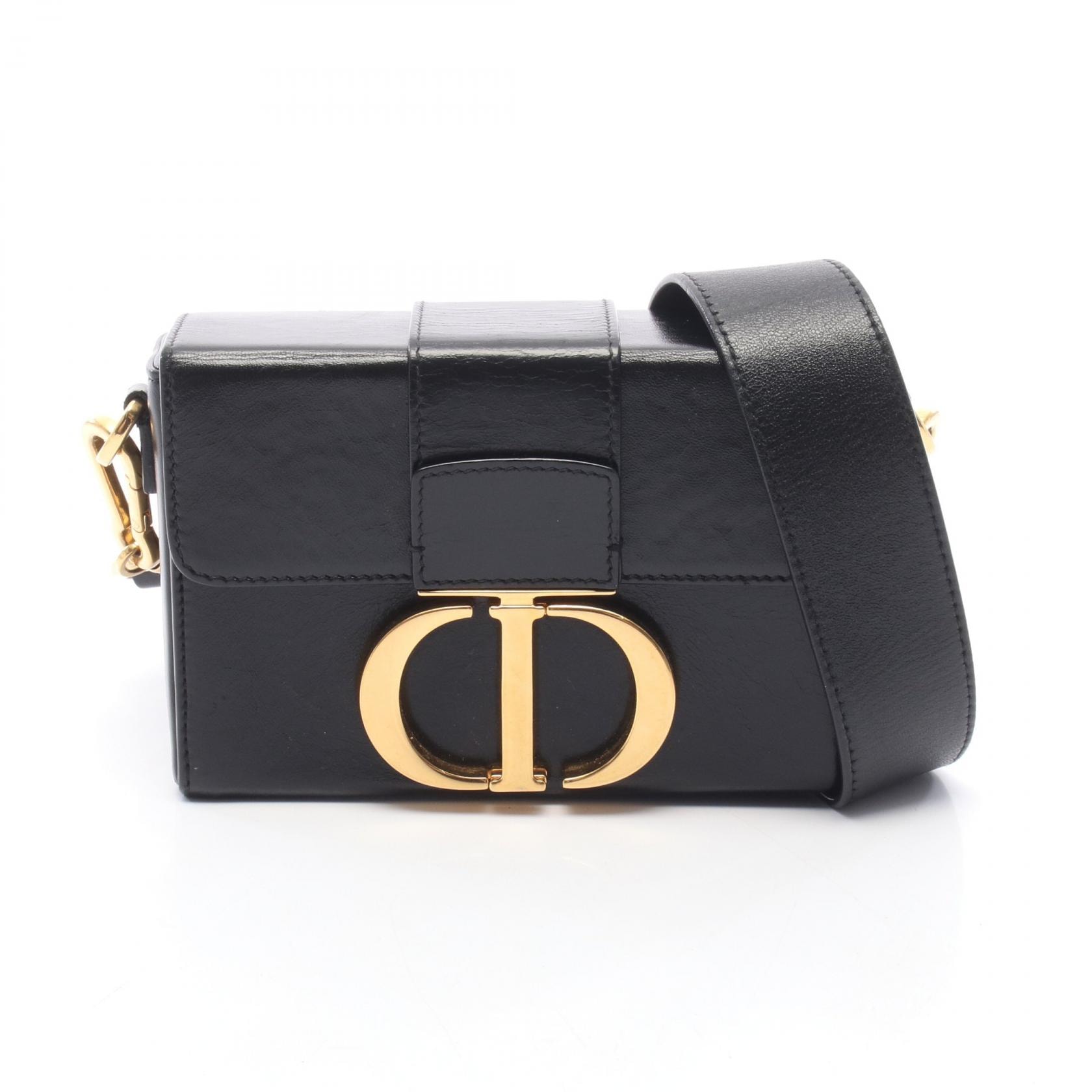 ディオール Dior 30 MONTAIGNE モンテーニュ ボックス ショルダーバッグ バッグ レザー レディース ブラック系 【中古】