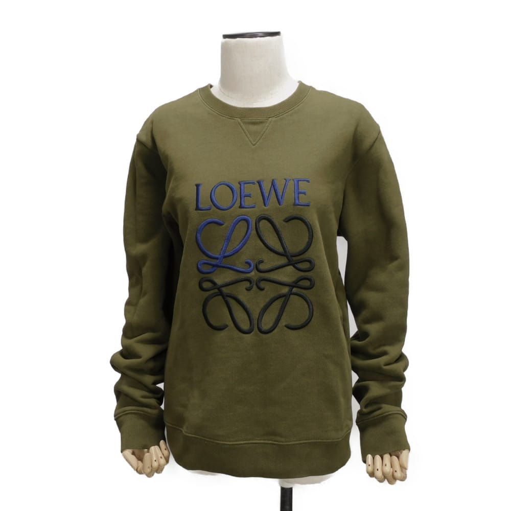 ロエベ アナグラム クルーネック グリーン ブルー ブラック トレーナー ロゴ コットン カーキ スウェット H526Y24J07