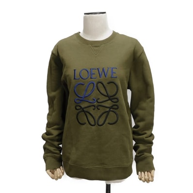 ロエベ アナグラム クルーネック グリーン ブルー ブラック トレーナー ロゴ コットン カーキ スウェット H526Y24J07