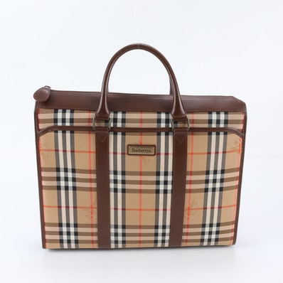 ■美品 バーバリー ノバ チェックビジネス バッグ レザー×キャンバス