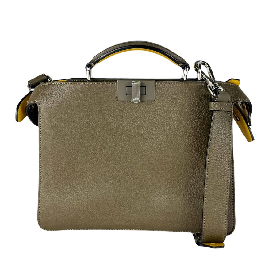 フェンディ FENDI ショルダーバッグ ピーカブー アイシーユー レザー イエロー/カーキ メンズ 7VA530-AH8Z【中古】 z10651