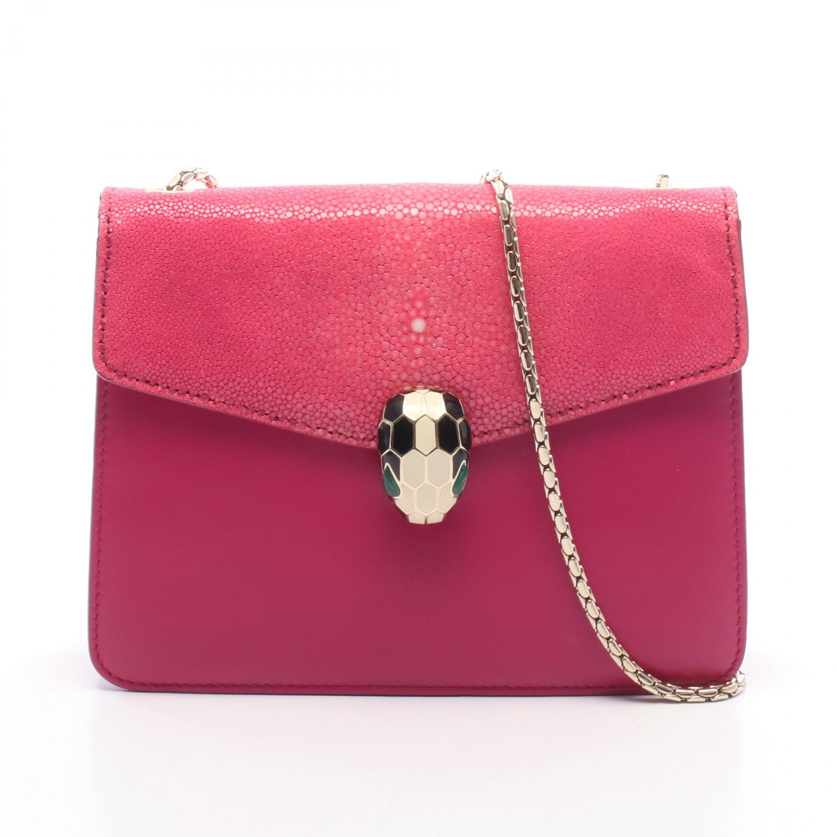 ブルガリ BVLGARI セルペンティ フォーエバー ショルダーバッグ バッグ レザー ガルーシャ レディース ピンク系 【中古】