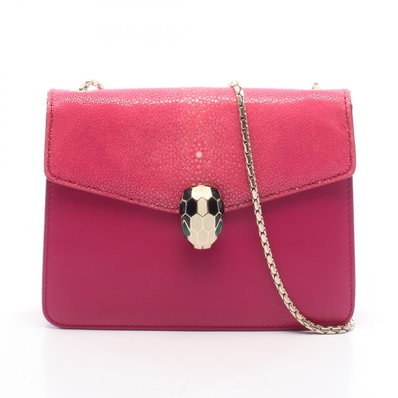ブルガリ BVLGARI セルペンティ フォーエバー ショルダーバッグ バッグ レザー ガルーシャ レディース ピンク系 【中古】