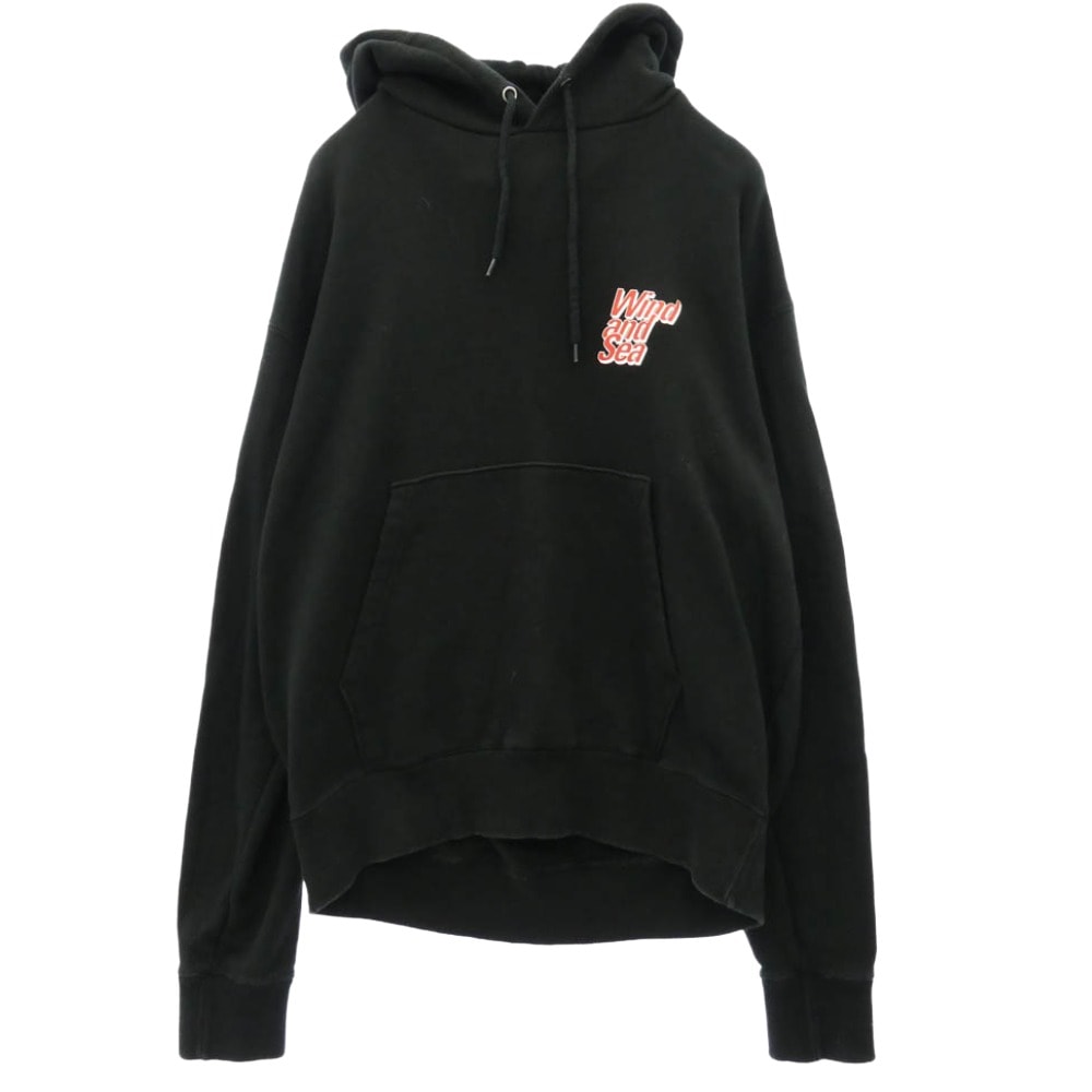 WIND AND SEA ウィンダンシー パーカー WDS-CS-106 PULLOVER SWEAT K プルオーバー スウェット ロゴ バックプリント パーカー フーディー ブラック系 L【中古】