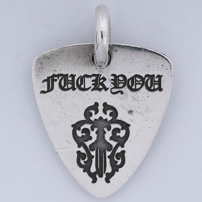 Chrome Hearts Guitar Pick Charm Fuck You Dagger "Silver"