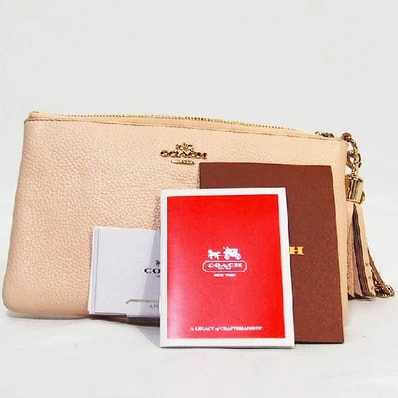 コーチ COACH プレーリー ジップ リストレット ポリッシュ ペブルレザー ゴールドチェーン ポーチ