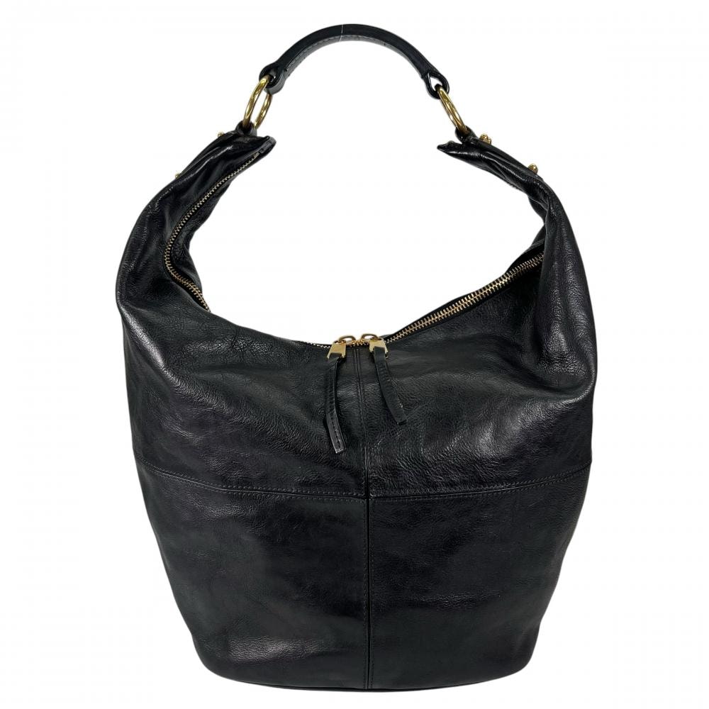 CELINE セリーヌ ショルダーバッグ オールドセリーヌ ホーボー ワンショルダー 肩掛け カーフ ブラック 黒 ゴールド金具 レディース【中古品】