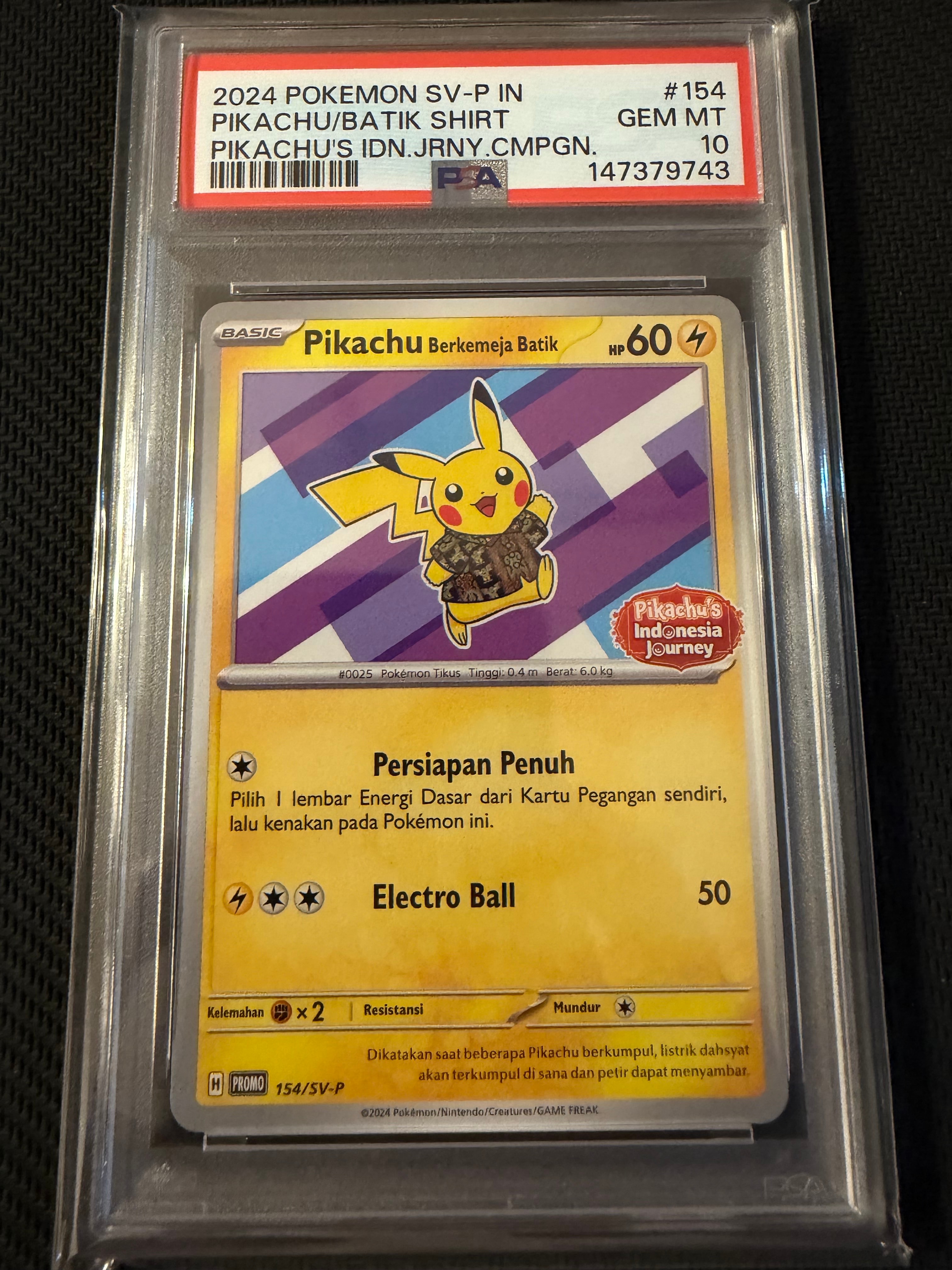 PSA10】バティックシャツを着たピカチュウ (ネイティオ柄) P [SV-P 154