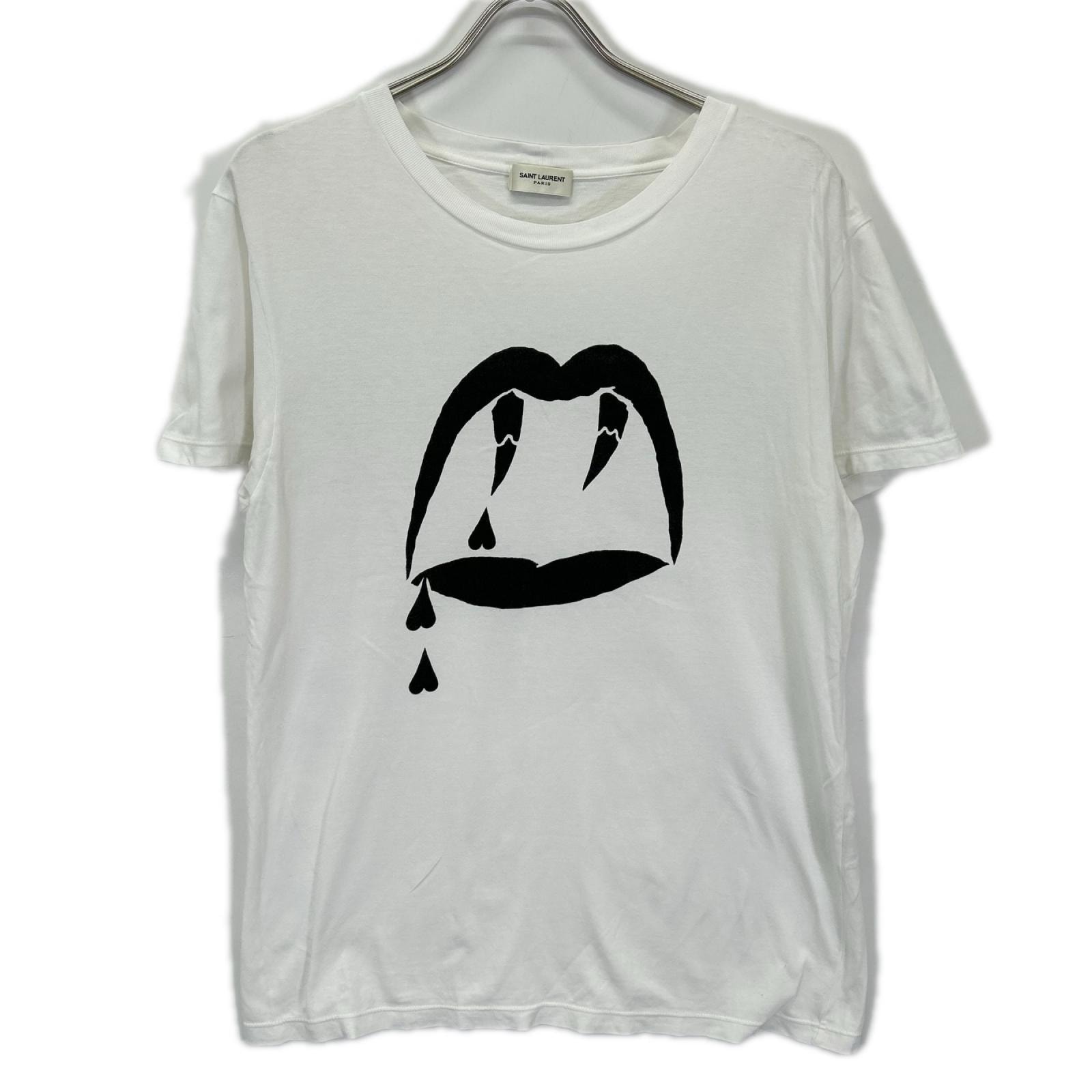サンローランパリ 15SS 378983 ホワイト ブラッドラスタープリント 半袖Tシャツ XS