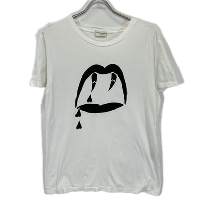 サンローランパリ 15SS 378983 ホワイト ブラッドラスタープリント 半袖Tシャツ XS