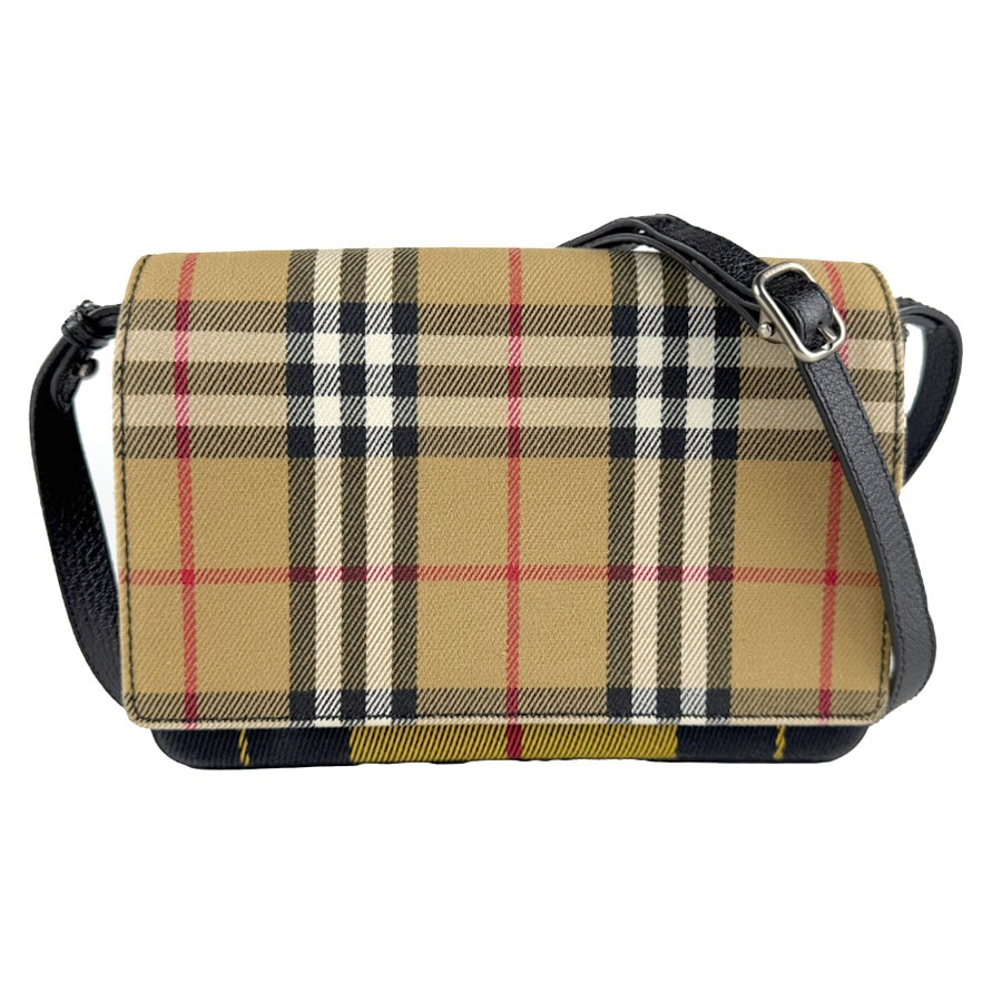 バーバリー BURBERRY ショルダーバッグ キャンバス/レザー ベージュ系×ブラック レディース【中古】 z7701